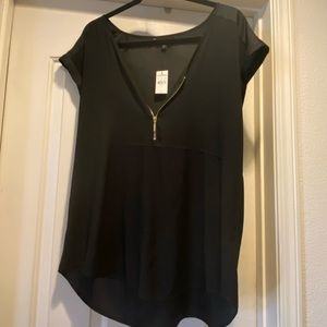 NWT - Express Black blouse with gold zipper accent /Large